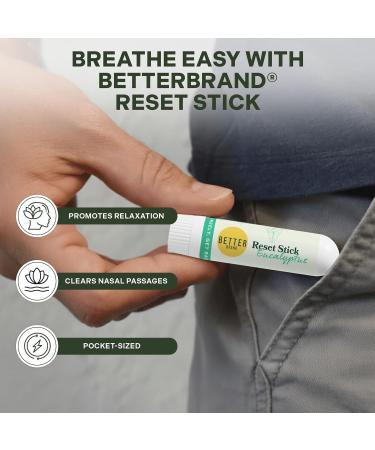 Betterbrand Reset Stick Trio Natural Nasal Inhaler for Congestion Relief, Peppermint, Eucalyptus & Lavender Aromatherapy, Non-Medicated, Travel-Friendly Sinus Support - Pack of 3 - Buy Online on GoSupps.com