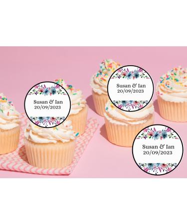 20 x EDIBLE Personalised Wedding cupcake toppers wafer/icing uncut WEDDING/ENGAGEMENT/HEN 7 (wafer card)