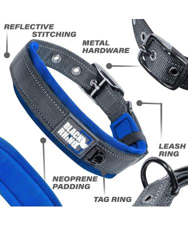 Black Rhino Comfort Collar - Soft Neoprene Dog Collar for All Breeds | Adjustable Reflective Weatherproof (Medium Blue/Black) - Shop Internationally! - Buy Online on GoSupps.com