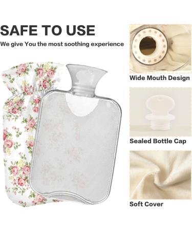 Hot Water Bottle 2L with Floral Cover - Pink Rose Pain Relief & Winter Hand Feet Warmer - Buy Online on GoSupps.com