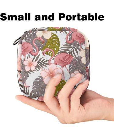 Shop Tropical Women's Tampon Storage Bag | Flamingo & Palm Leaf Design Multi-Pockets for Easy Organization - Buy Online on GoSupps.com