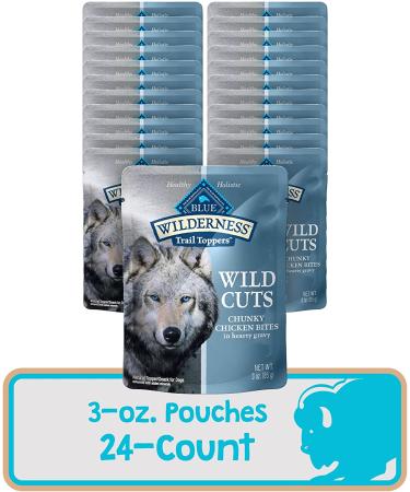 Blue Buffalo Wilderness Trail Toppers Chicken Wet Dog Food - 24 Pack 3oz Chunky Bites in Hearty Gravy - Buy Online on GoSupps.com