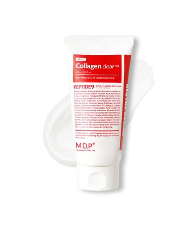 MDP M.D.P MEDI-PEEL RED LACTO COLLAGEN CLEAR 2.0 Peptide Pore Tightening Daily Moisturizing Cleanser Deep Pore Cleansing Foaming Facial Wash | 4.05 fl.oz 120ml