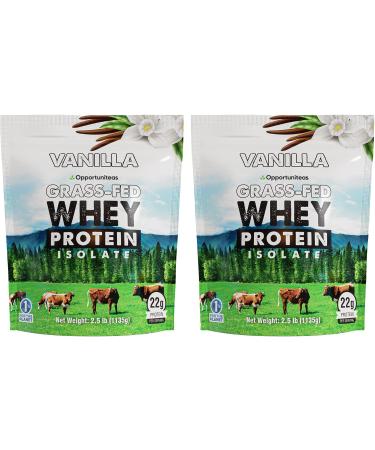 Opportuniteas Vanilla Whey Protein Powder - Grass Fed Whey Isolate + Real Sugar & Vanilla Flavor - Perfect for Shakes, Smoothies, Drinks, Cooking & Baking - Non GMO & Gluten Free - 5 lb