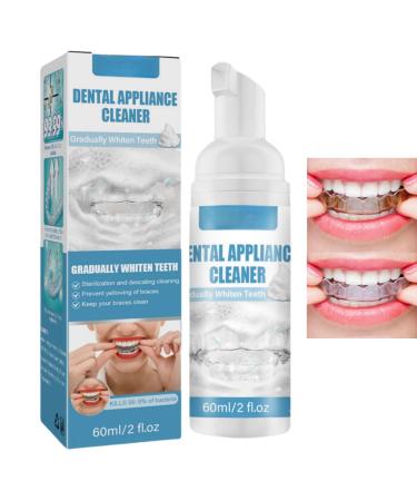 60ml Retainer Whitening Foam Retainer Cleaning Foam for Oral Care Dental Foam Braces Cleaner Teeth Retainer Cleaner Mouth Guard Cleaner Cleans Whitens Teeth&Fights Bad Breath Teeth Aligner Cleaners