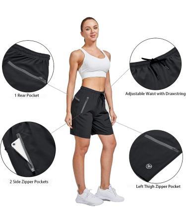ChinFun Women's Lightweight Hiking Shorts with Zipper Pocket - Black, Size Large - Buy Online on GoSupps.com