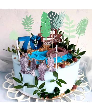 7Pcs Tropical Palm Leaves Cake Topper Greenery Cake Decorations Palm Leaves Personalised Birthday Cake Decoration Green Leaf Forest Cupcake for Hawaiian Themed Birthday Party Supplies - Buy Online on GoSupps.com