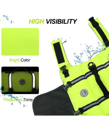 Vivaglory Ripstop Dog Rescue Vest - XL Neon Yellow for Small & Medium Dogs | Enhanced Buoyancy & Visibility (Chest 78-96cm) - Buy Online on GoSupps.com