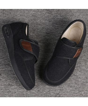 MisFun Women's Diabetic Comfy Cozy Furry House Shoes - Adjustable Closure, Black - Ideal for Edema, Plantar Fasciitis, Bunions, Arthritis - Buy Online on GoSupps.com