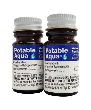 Potable Aqua Water Purification, Water Treatment Tablets - 50 count Twin Pack 100 Tablets - Twin pack