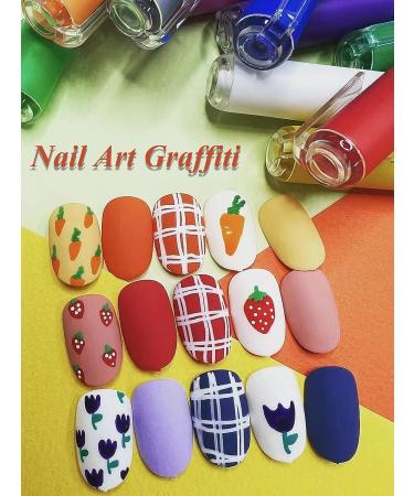 Gorvalin 12 Colors Nail Art Pens - 3D Nail Polish Graffiti Dotting Liner Pen Set for DIY Nail Design - Buy Online on GoSupps.com