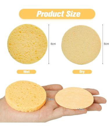 ZOCONE 70 PCS Natural Wood Pulp Cotton Face Sponges for Cleansing and Exfoliating - Reusable and Compressed for Makeup Removal and Skin Cleansing (Yellow) - Buy Online on GoSupps.com