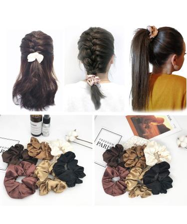 6 Pieces Satin Hair Ties - Soft Silk Elastic Scrunchies for All Occasions | International Shipping Available - Buy Online on GoSupps.com