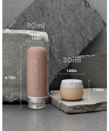 Yinke 90ml Silicone Travel Bottles Set - 4 Leak-Proof Containers | Refillable Travel Essentials for Shampoo & Cream | BPA-Free & TSA-Tested - Earth Color Palette - Buy Online on GoSupps.com