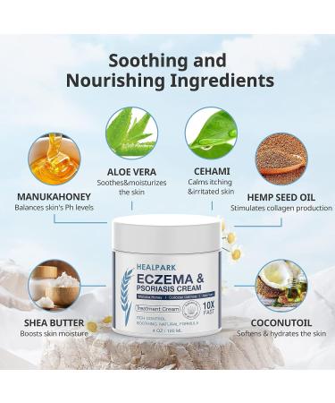 Manuka Relief Cream for Eczema, Psoriasis & Shingles - 4OZ Colloidal Oatmeal & Manuka Honey - Soothing Lotion for Dry, Itchy Skin - For Adults, Kids & Babies - Buy Online on GoSupps.com
