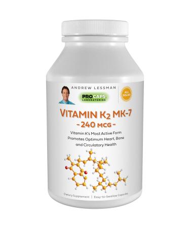 ANDREW LESSMAN Vitamin K2 MK7 240 mcg 60 Softgels Essential for Healthy Calcium Utilization Promotes Optimum Skeletal Heart and Arterial Health. No Additives. Small Easy to Swallow Softgels 60 Count (Pack of 1)