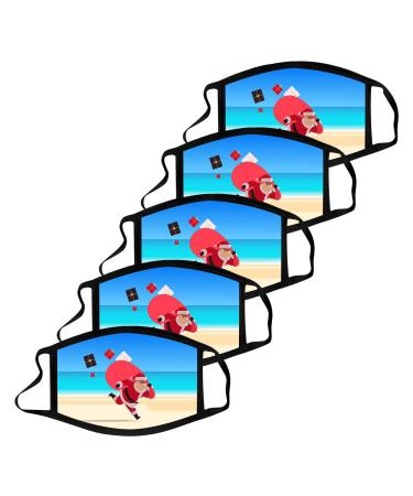 Deholifer 5 piece Christmas mouth and nose protection cotton mouth protection adults mouth protection breathable washable half face necklace cover fabric hose oral