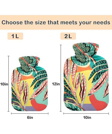 NAANLE Cartoon Tropical Leaves Hot Water Bottle - 2L for Pain Relief & Warmth | Ideal for Back Hand & Foot Therapy - Buy Online on GoSupps.com