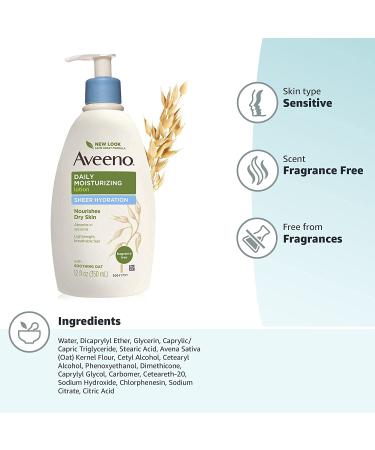 Aveeno Daily Moisturizing Lotion 12 fl oz - Sheer Hydration & Fragrance Free | Active Naturals - Buy Online on GoSupps.com
