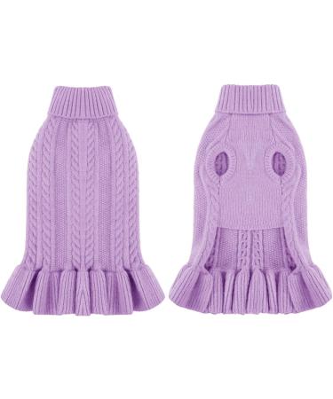 Shop Cute Dog & Cat Sweaters | Knitted Classic Pet Clothing for Small Dogs & Cats | XS Purple Dog Sweater Dress - Buy Online on GoSupps.com
