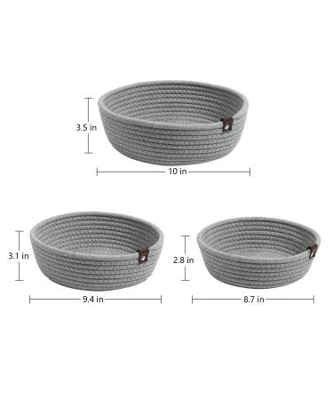 Goodpick 3-Pack Small Woven Storage Baskets - Grey | Ideal for Living Room, Bathroom, and Baby Toys | Gift Baskets for Home Organization - Buy Online on GoSupps.com