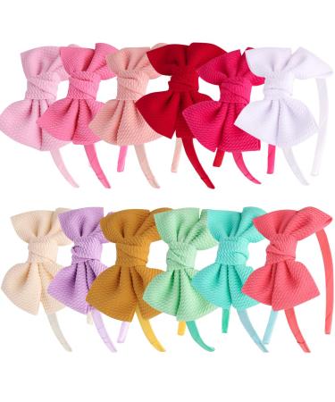 12pcs Fabric Bows Headbands for Girls, Kids, Teens, Toddlers & Women - Hair Accessories Set - Buy Online on GoSupps.com