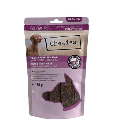 Chewies meat stripes maxi dog lizard made of 100 % kangareal tufts - 150 g - air -dried kangaroo caustic stripes for dogs - sugar -free & grain -free - D rr meat from the kangaroo kangaroo 150 g (1 Pack)