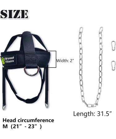 J Bryant Neck Harness Head Weight Lifting with Chain Black-M (20-23) | Adjustable Strap Neck Exercise Equipment - Buy Online on GoSupps.com