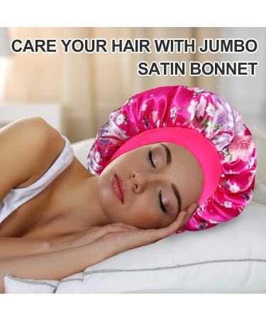 4PCS Large Satin Bonnets for Women - Silk Hair Bonnet for Sleeping | Extra Soft Elastic Band Sleeping Caps | Jumbo Bonnets for Curly & Braid Hair - Buy Online on GoSupps.com