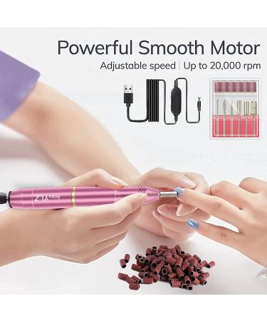 Portable Electric Nail Drill Kit with 6 Changeable Drills and Sand Bands - Pink - Buy Online on GoSupps.com