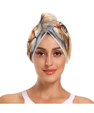 Handsome Cat Hair Towel 2 Pack Super Absorbent Hair Drying Towel Quick Dry Hair Turbans Head Towel with Button Twisty Wrap for Women Girls