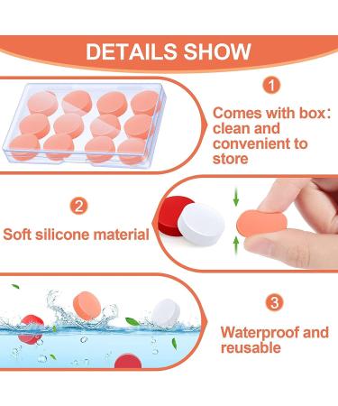 6Pairs Ear Plugs Reusable Silicone Earplugs Waterproof Swimming Earplugs Noise Cancelling Ear Plugs for Adults Kids Ear Plugs for Swimming Sleeping Snoring Studying (Orange) - Buy Online on GoSupps.com