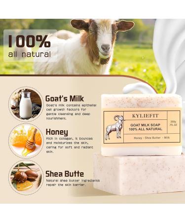 AILKE BOOST LUSTER Natural goats milk soap bar with honey shea butter brightens moisturizes exfoliates nourishes for soft healthy skin improves dull skin for face body hands 200 g pack of 5 - Buy Online on GoSupps.com