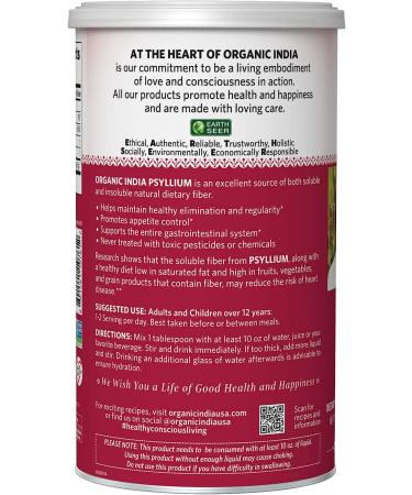 Organic India Psyllium Herbal Powder - Whole Husk Fiber 12 Oz Canister (Pack of 2) | Keto Friendly, Vegan, Gluten-Free, USDA Certified Organic - Buy Online on GoSupps.com
