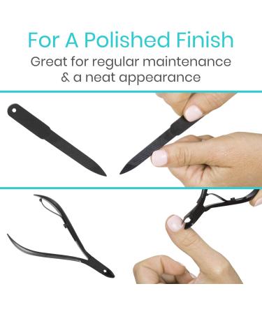 Vive Nail Clipper Set (15 Piece) - Manicure and Pedicure Tools for Men and Women - Includes File, Cuticle Trimmer, Tweezers, and Ear Pick - Black - Buy Online on GoSupps.com