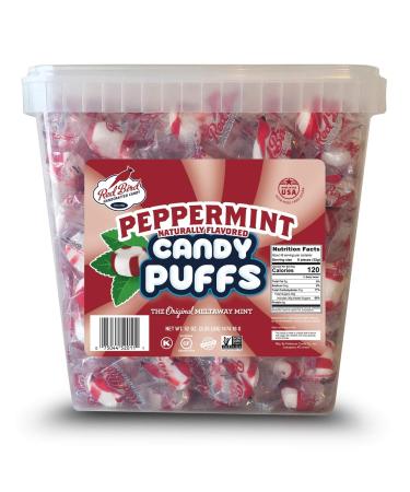 Red Bird Soft Peppermint Candy Puffs 52 oz Tub w/Handle Mints are Individually Wrapped, Gluten Free, Kosher, Free from Top 8 Allergens, Made with 100% Pure Cane Sugar Peppermint 3.25 Pound (Pack of 1)