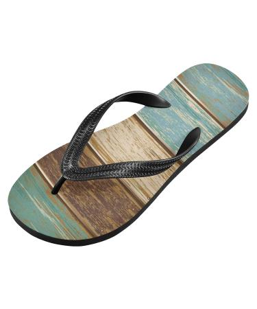 Mnsruu Gray Blue Wooden Flip Flops - XXL for Men & Women | Comfortable Home Hotel & Spa Sandals - Multicolor Travel Footwear - Buy Online on GoSupps.com