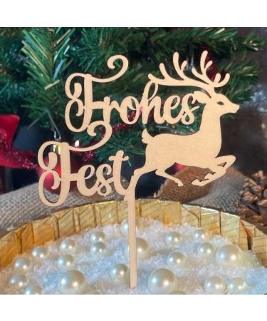 Merry Christmas Wooden Cake Topper - Festive Cake Decoration for Holiday Celebrations - Buy Online on GoSupps.com