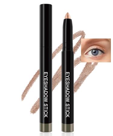 Cream Eyeshadow Stick Eyeliner Multi-Use Brightener Eyeshadow Pencil Waterproof Long Lasting Eye Shadow Stick Blonde Matte & Shimmer Finish Smooth Crease-proof Buildable Eyeshadow with Sharpener-02#
