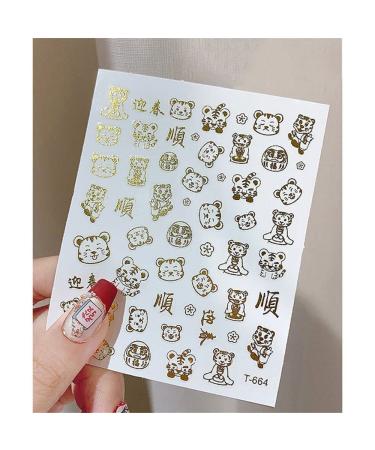 Accessories Manicure Decoration Adhesive 3D Nail Art Nail Slider Nails Decal Tiger Nails Stickers 2022 Year(1) Style1