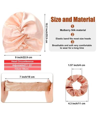 6 Pcs Silk Hair Bonnet & Scrunchies Set for Women - Soft Silk Sleeping Bonnet & Ponytail Holders in Pink, Black, Rose Gold - Buy Online on GoSupps.com