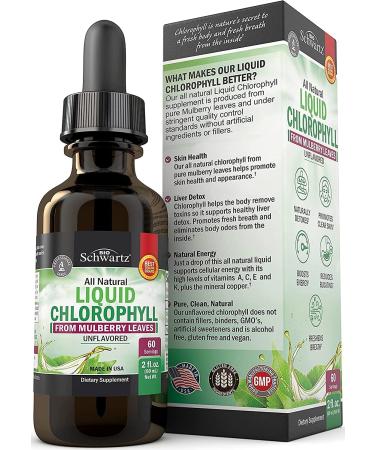 Chlorophyll Liquid Drops for Skin & Immune Support - Natural Detox & Energy Booster - Digestion Support - Deodorant for Women & Men - Vegan & Alcohol Free - 60 Servings - Buy Online on GoSupps.com
