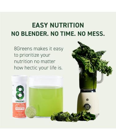 8Greens Peach Tea Effervescent Tablets - Superfood Greens Powder for Immune Support & Energy (6 Tubes, 60 Tablets) - Buy Online on GoSupps.com