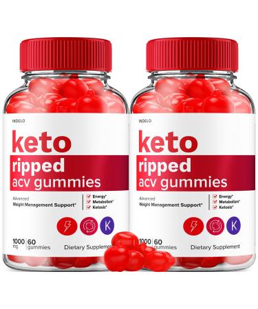 (2 Pack) Keto Ripped ACV Gummies - Advanced Ripped Keto + ACV Weight Management Gummies Apple Cider Vinegar Ripped ACV Gummies Dietary Supplement Reviews Extra Strength (120 Gummies)