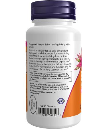 NOW Vitamin E-400 IU Mixed Tocopherols 100 Softgels - Antioxidant Protection - Buy Online on GoSupps.com