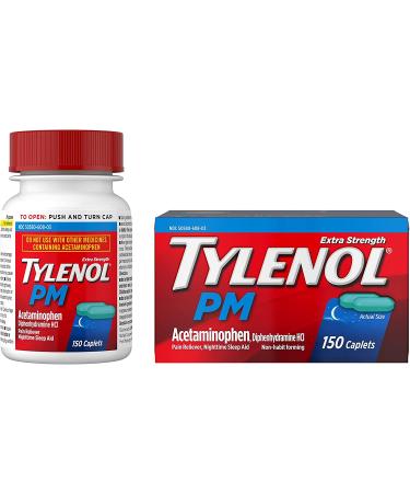 Tylenol PM Extra Strength Caplets 500 mg Acetaminophen + 25 mg Diphenhydramine HCl - 150 ct | Nighttime Pain Reliever & Sleep Aid - Buy Online on GoSupps.com