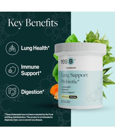 resB Lung Support Probiotic Supplement - Lung Health Supplement for Smokers Gut Health Immune & Digestive Support Respiratory Care Holy Basil & Turmeric Clinically Trialed - 60 Capsules Pack of 1 (30 Day Supply) - Buy Online on GoSupps.com
