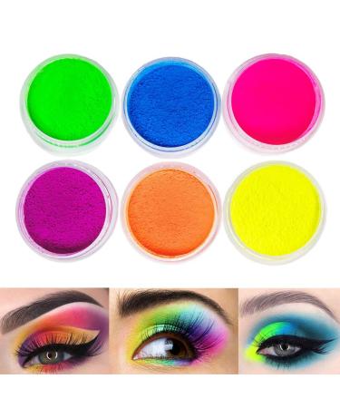 Topbeauty 6 PCs Loose Matte eyeshadow Powder Face Body Painting Paint Craft Art Mixed Neon Waterproof Mineral eyeshadow eyelid shadow make-up