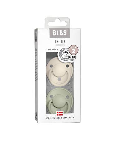 BIBSE de Lux BPA-Free Cherry Nipple Pacifier 2-Pack | Natural Rubber Made in Denmark | Size 2 (6-18 Months) - Ivory/Sage - Buy Online on GoSupps.com
