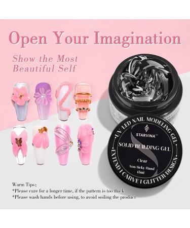 STARVINA 5-in-1 Solid Builder Gel Nail Kit - Pink, White, Clear | Non-Stick Gel for Acrylic Nails | UV Lamp Required for Nail Extension, Carving, 3D Art - Buy Online on GoSupps.com